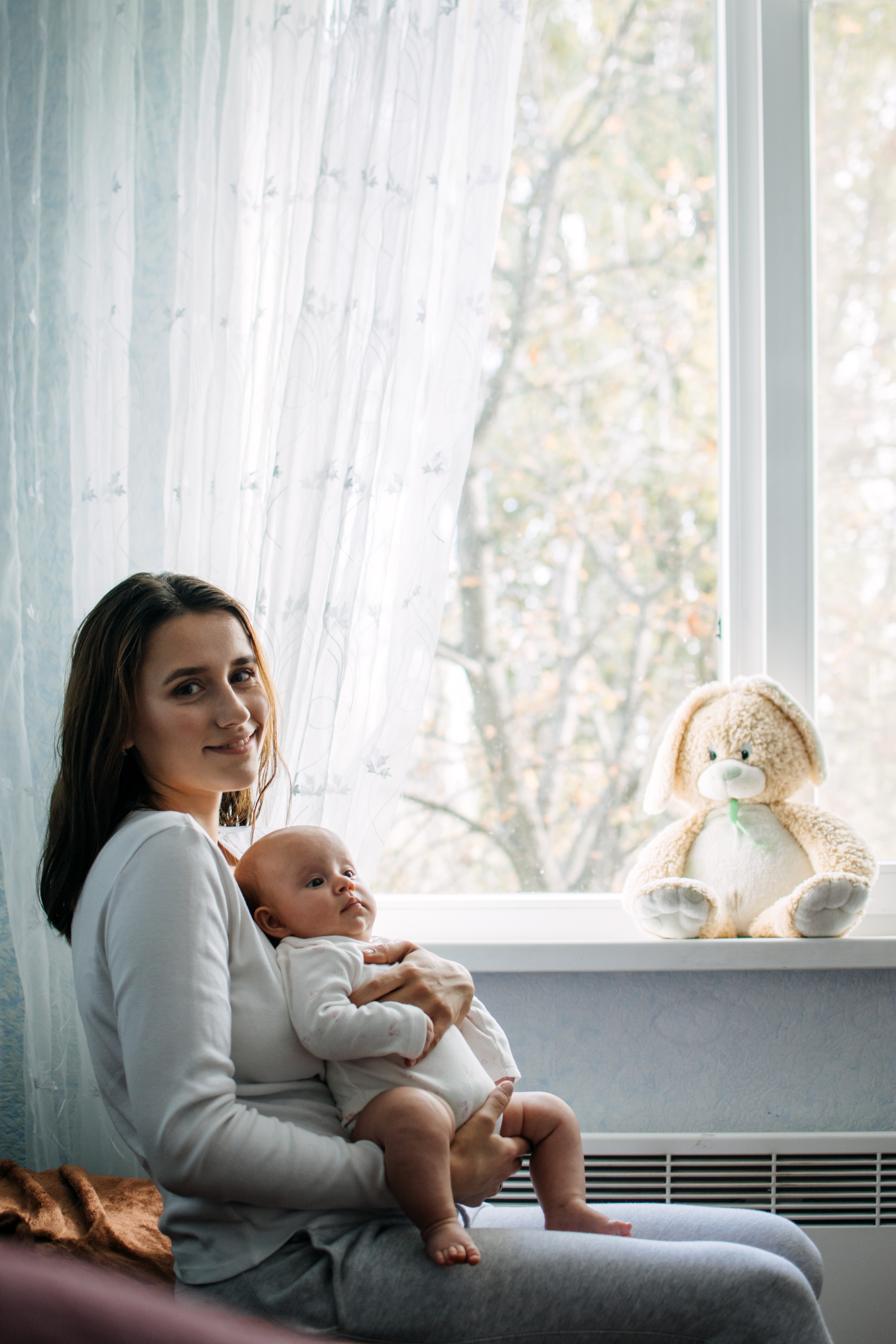 Mental Health in Postpartum Time. Maternal Mental Health. How to Avoid Pregnancy and Postpartum Disorders, Postpartum Baby Blues, Depression. Portrait of Happy Mother and Newborn Baby